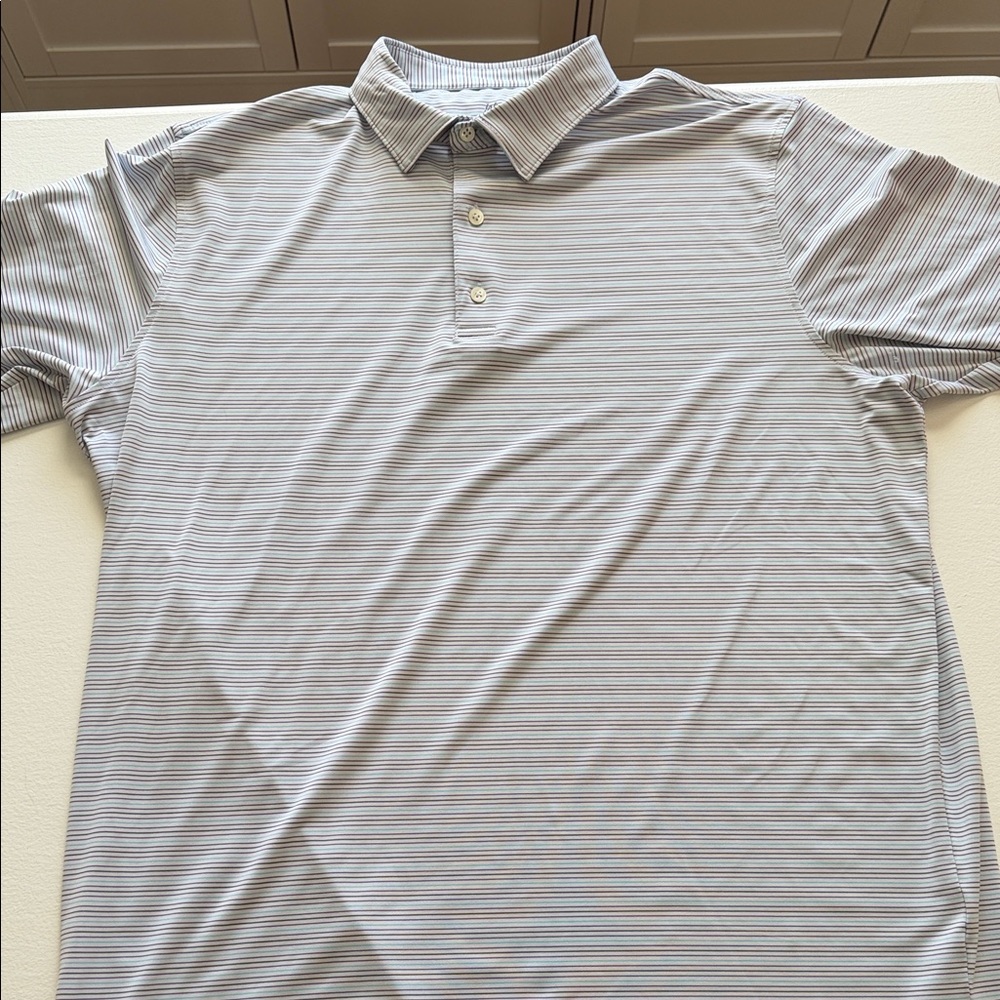 johnnie-O Light Gray Striped Polo Shirt